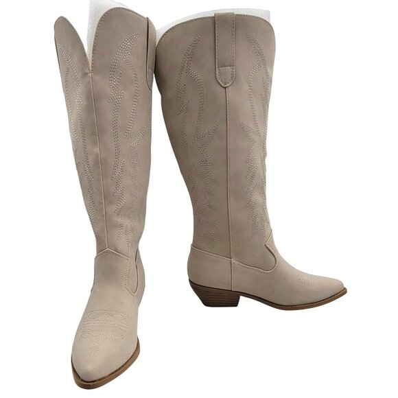 Soda Emery Boot Knee-High Western Boots Faux Suede Sand Womens Size 8.5 New - Picture 1 of 12